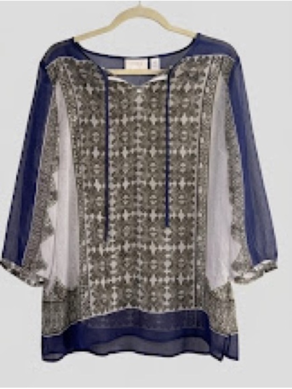 Chico's sheer chiffon peasant / tunic blouse 2 (12-14)